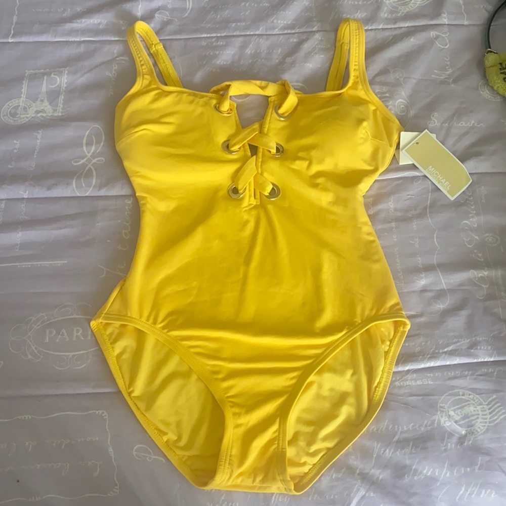 A Micheal Kors one piece bathing suit (Yellow)